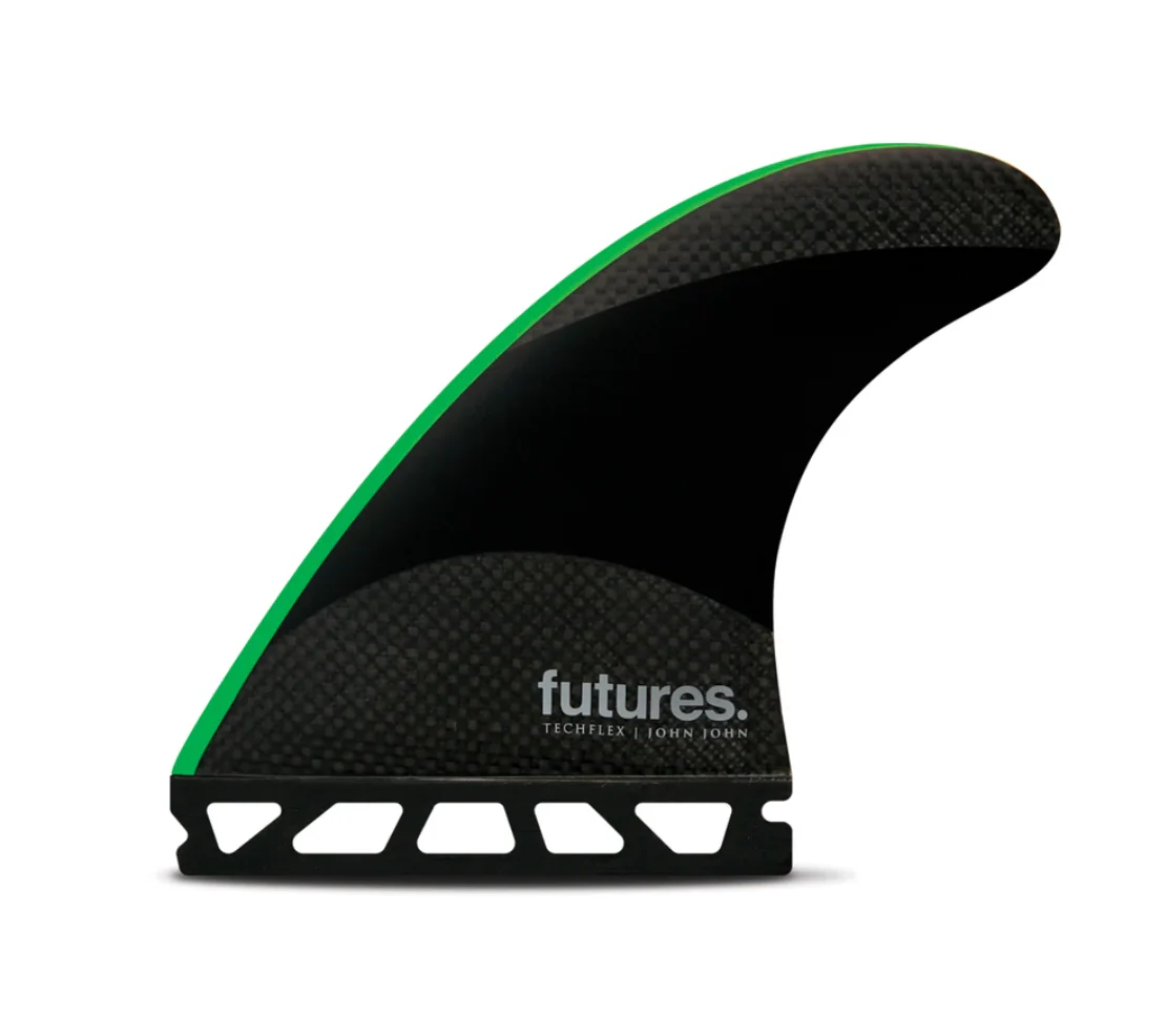 Futures JJF TechFlex Medium Thruster Fin Set - Black/Neon Green