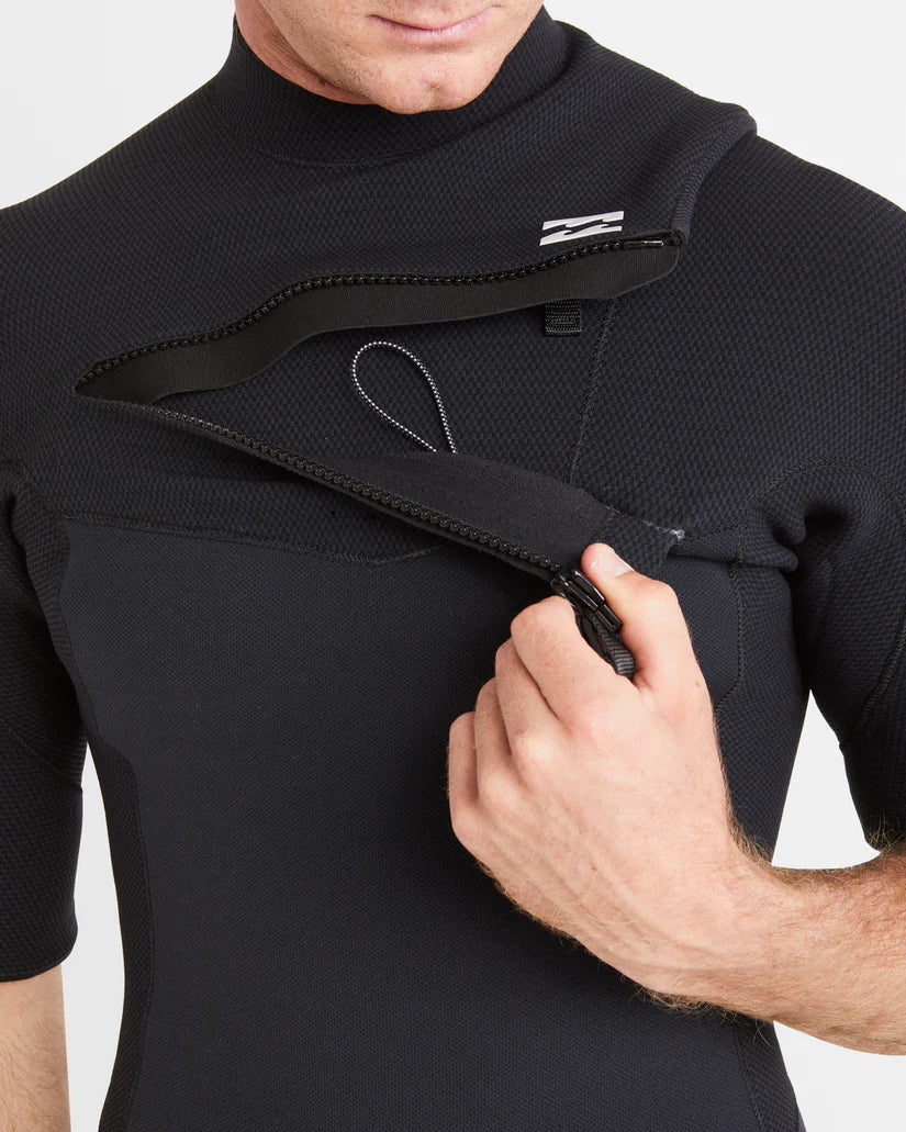 Mens 2/2mm Revo Natural Chest Zip Springsuit - Black - Image 4