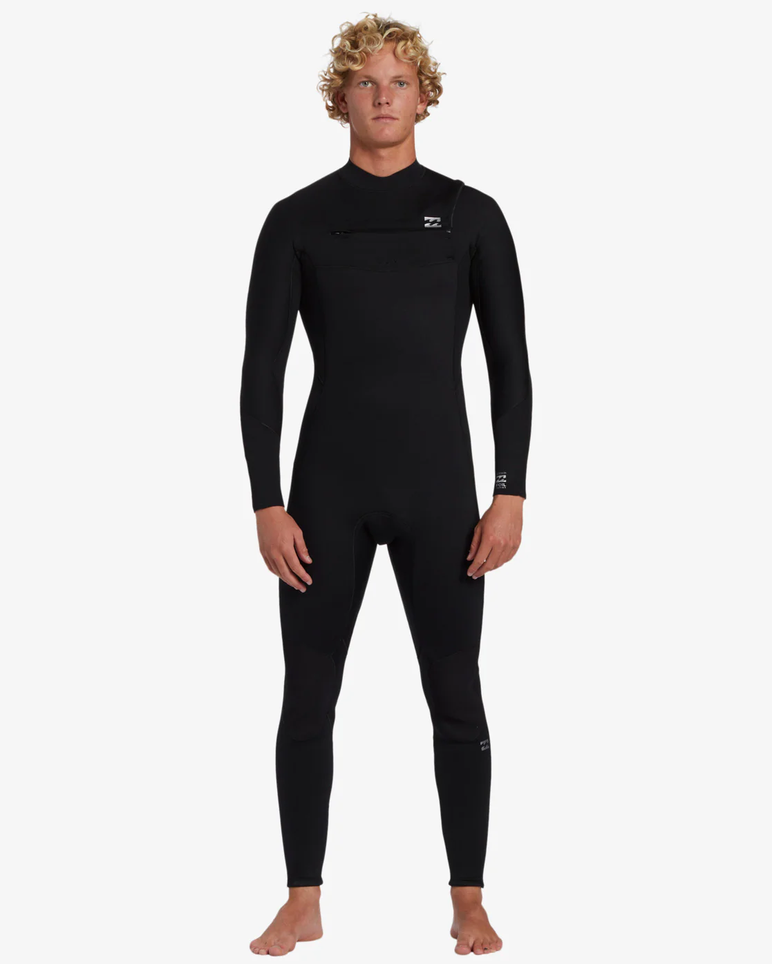 Mens 3/2mm Foil Chest Zip Steamer Wetsuit - Black