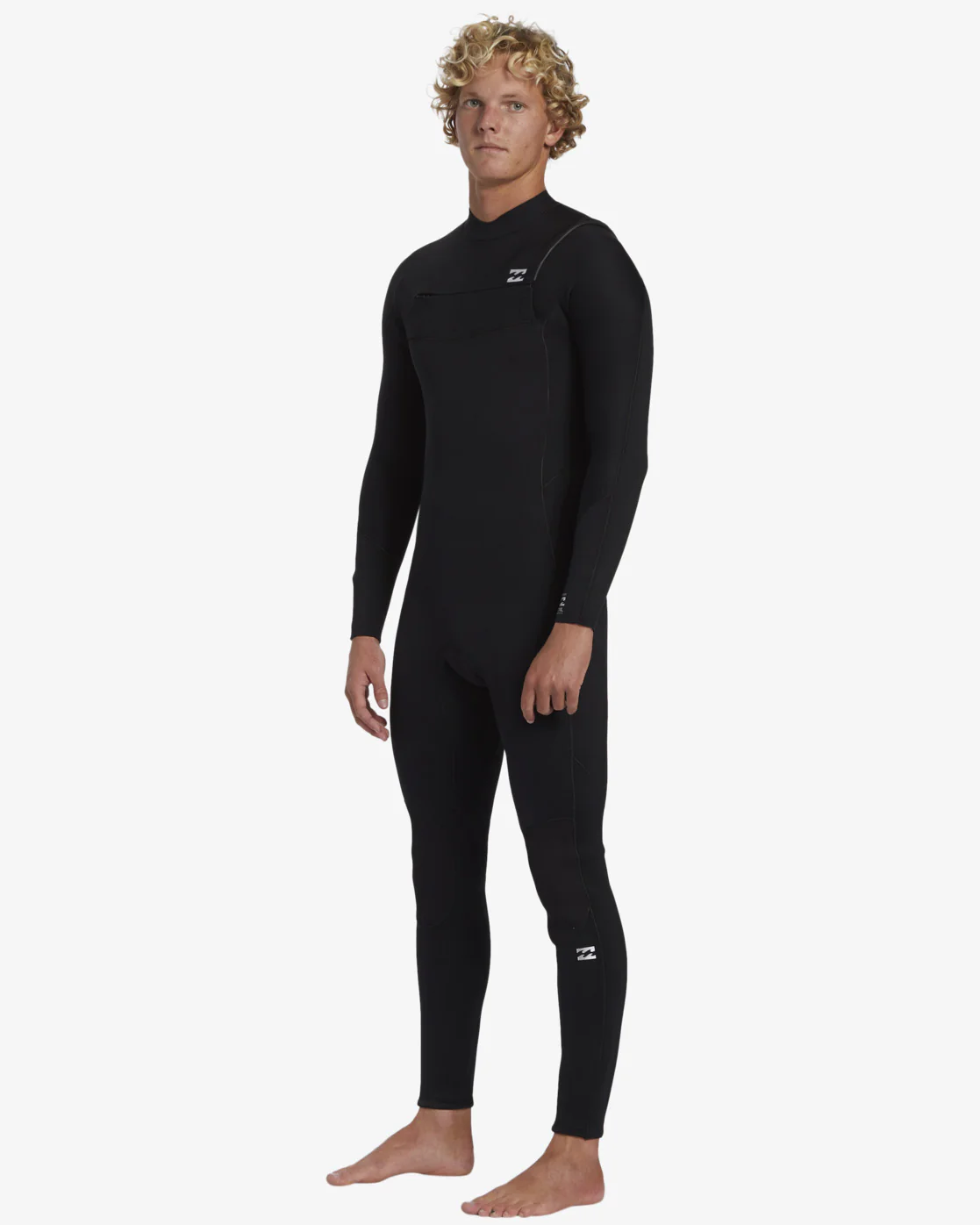 Mens 3/2mm Foil Chest Zip Steamer Wetsuit - Black - Image 3