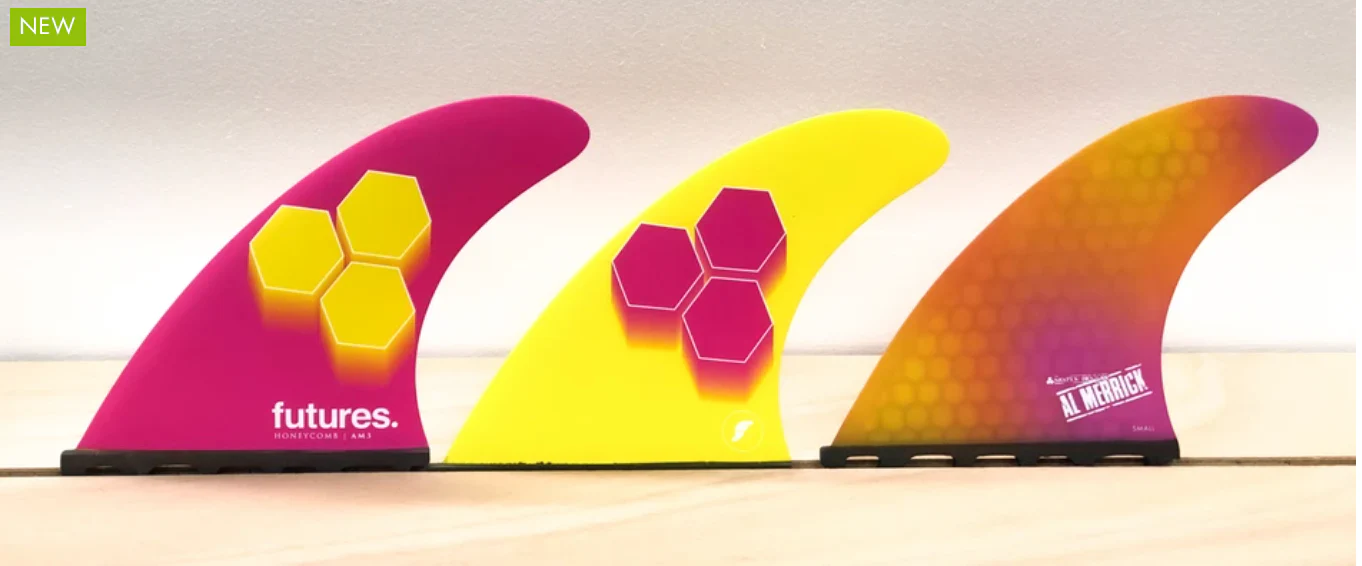 Futures Al Merrick AM3 Honeycomb Thruster Fin Set - Pink/Yellow - Image 3