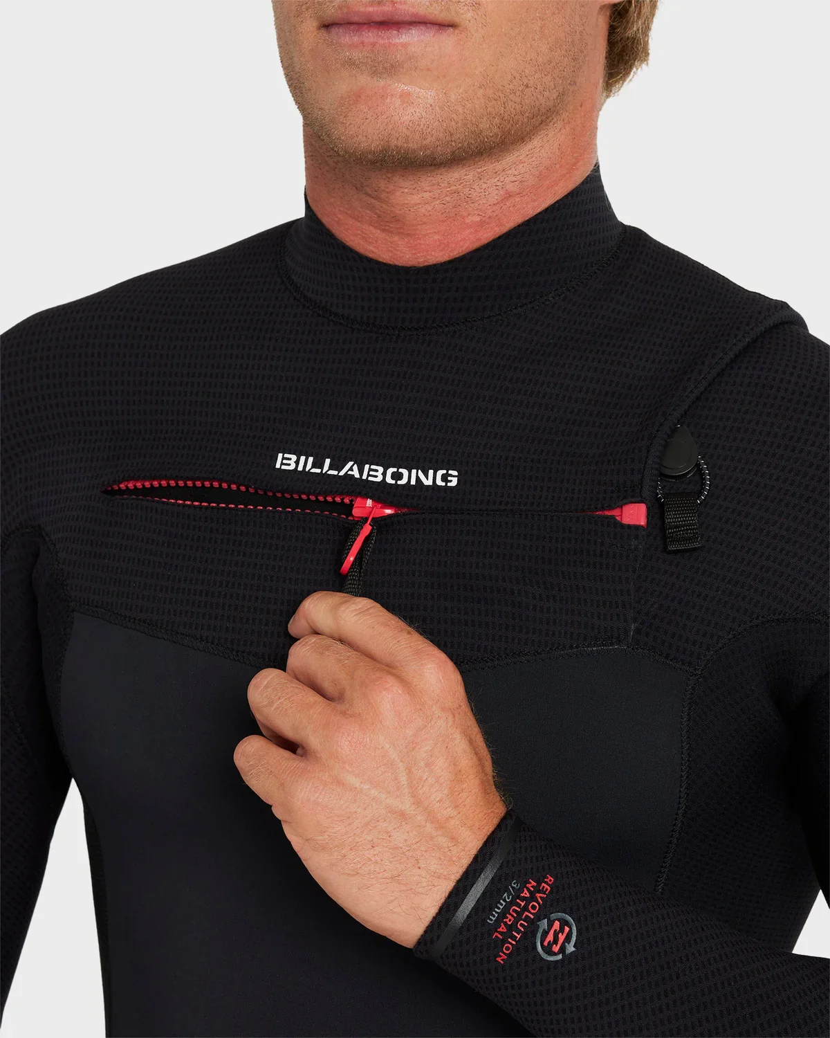 Billabong Mens 3/2mm Revolution Natural Chest Zip Steamer Wetsuit - Image 6