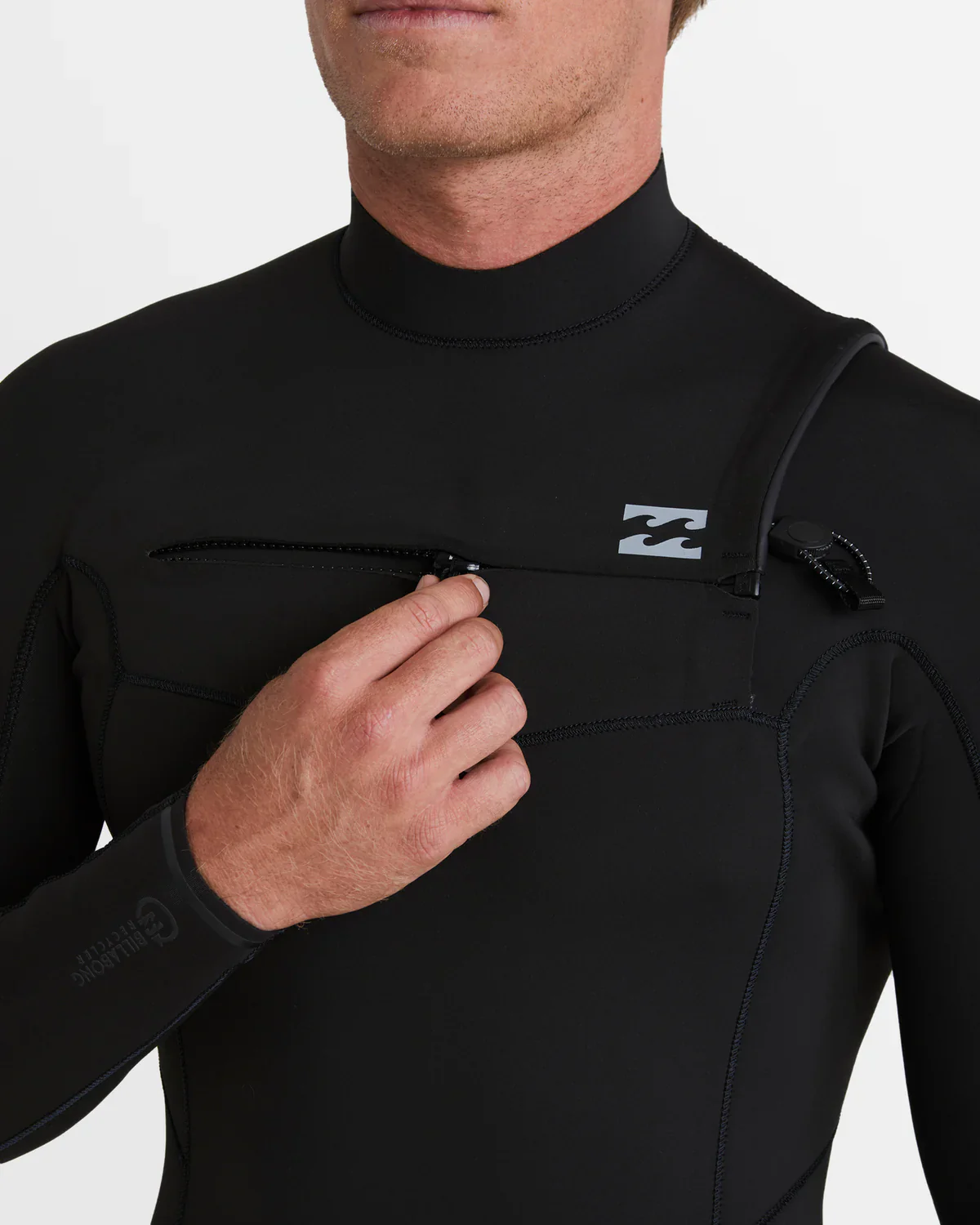Billabong Mens Revolution Natural Chest Zip Long Sleeve Springsuit - Black - Image 3