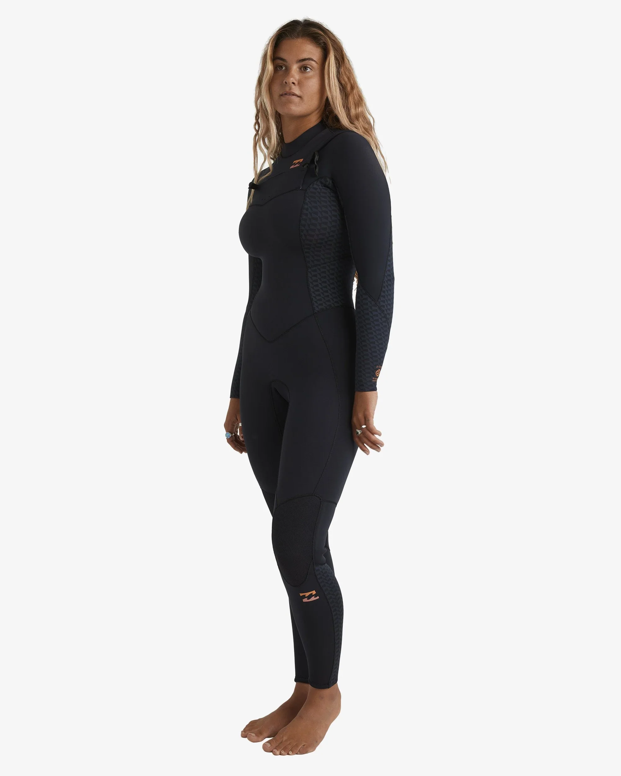 Billabong Womens 3/2mm Synergy Natural Chest Zip Steamer Wetsuit - Black Geo - Image 3