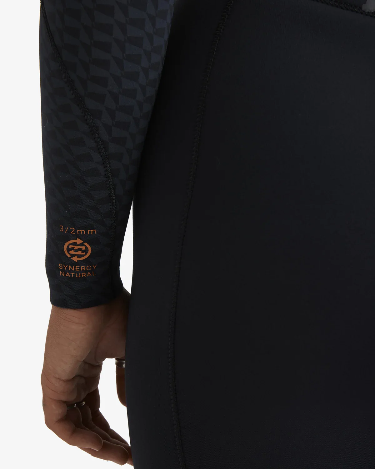 Billabong Womens 3/2mm Synergy Natural Chest Zip Steamer Wetsuit - Black Geo - Image 7