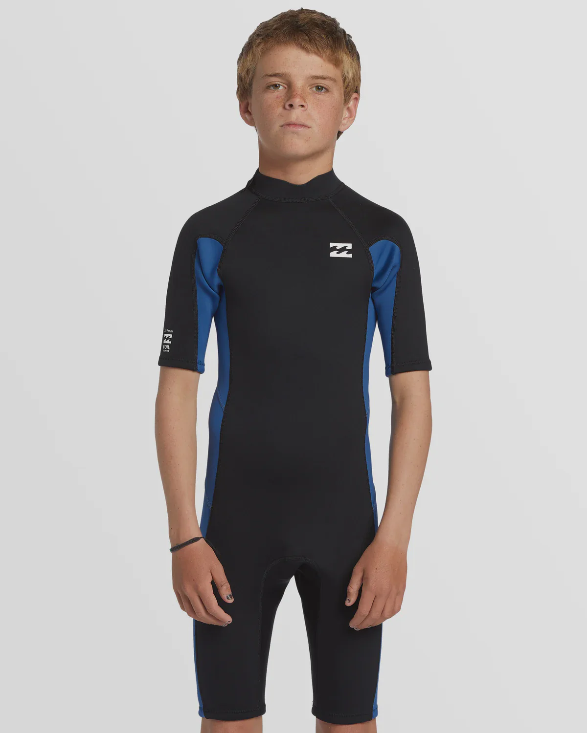 Boys 202 Foil Back Zip Short Sleeve Springsuit Wetsuit - Mid Blue - Image 3