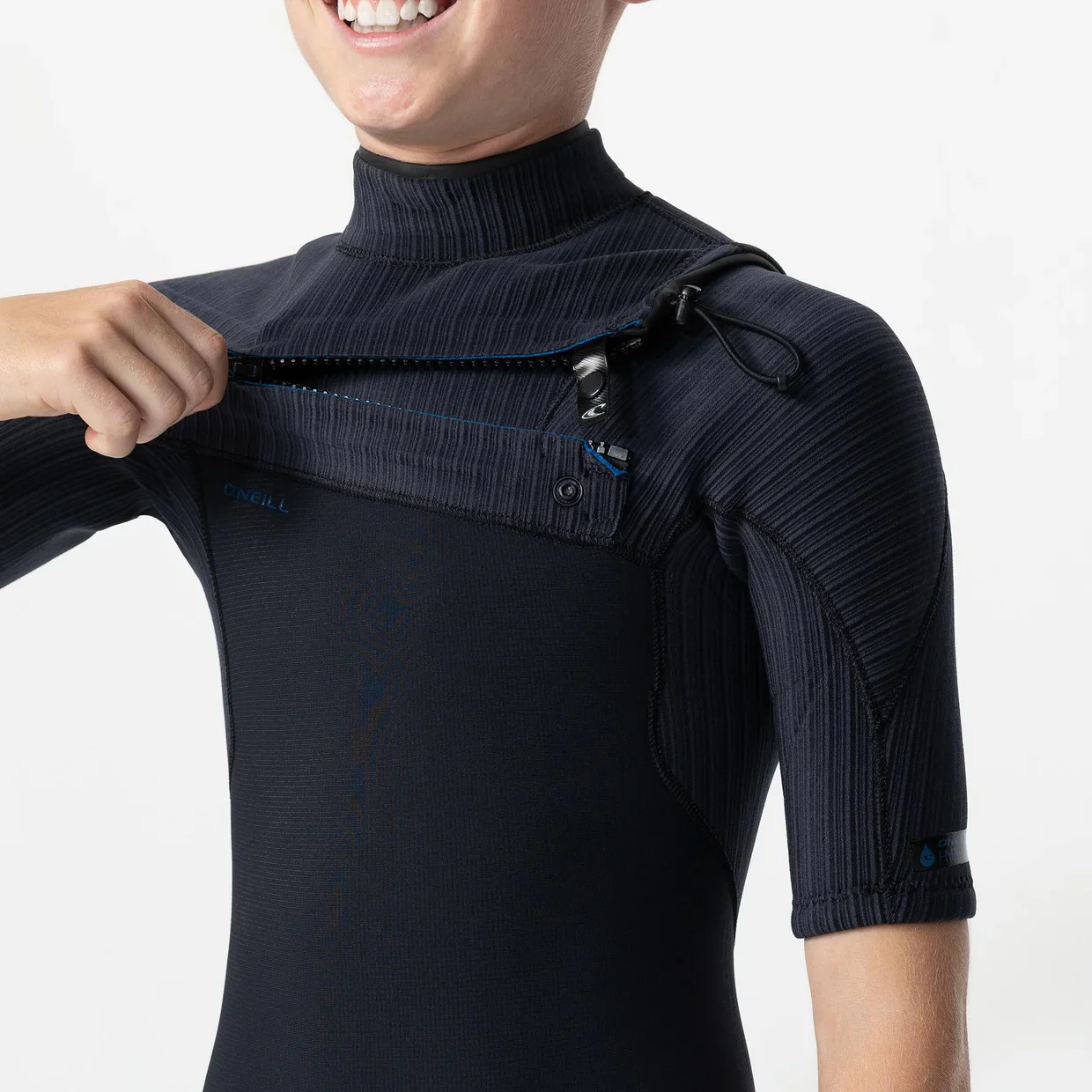 O'neill Boys HyperFreak Chest Zip Short Sleeve Steamer - Black - Image 4