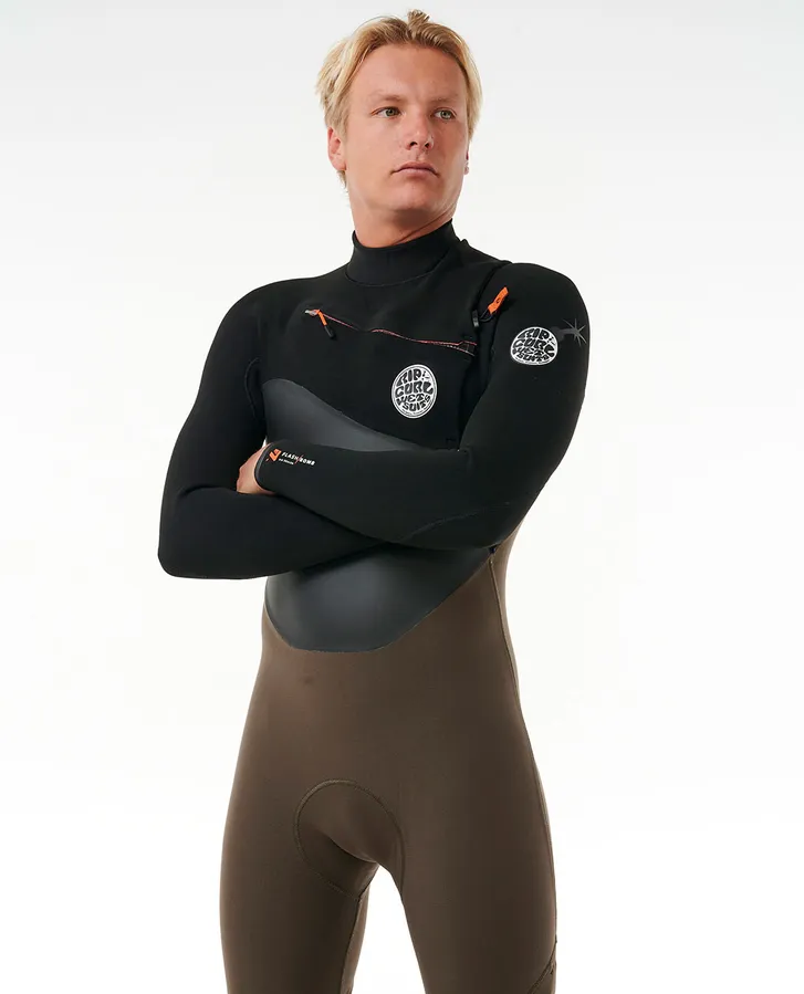 Rip Curl Flashbomb E7 4/3 Chest Zip Fullsuit Steamer - Deep Rock - Image 4
