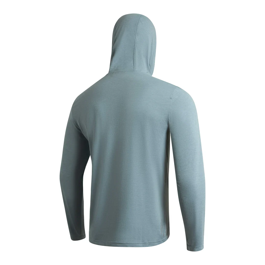 Florence Airtex Long Sleeve Hooded Shirt - Heather Light Sea Blue - Image 2