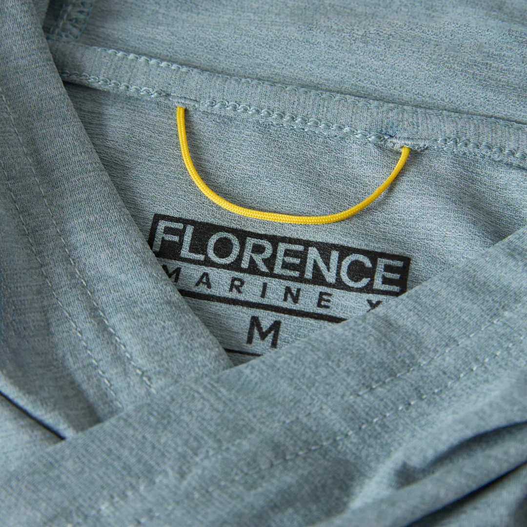 Florence Airtex Long Sleeve Hooded Shirt - Heather Light Sea Blue - Image 5