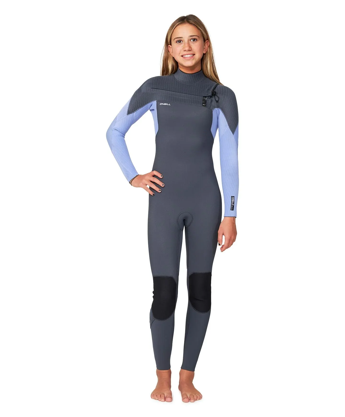 Girl's HyperFreak 3/2+ Steamer Chest Zip Wetsuit - Periwinkle - Image 3