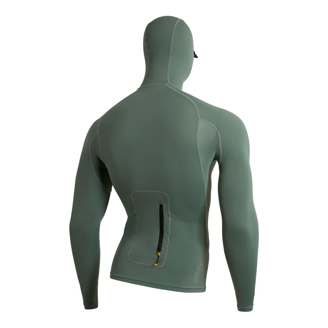 Long Sleeve Utility Pocket Hooded Rashguard - Dark Sage - Image 2