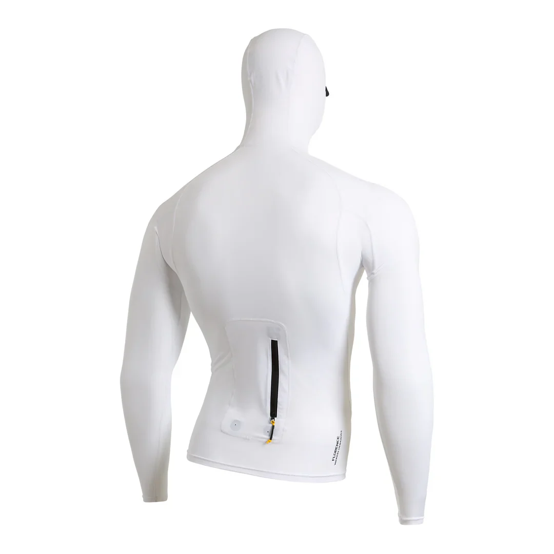 Long Sleeve Utility Pocket Hooded Rashguard - White - Image 2