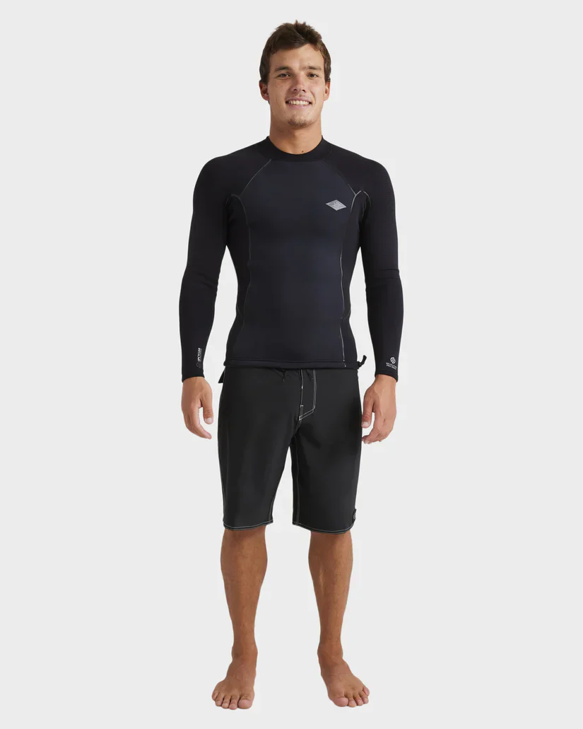Mens 1/1mm Revolution Pro Long Sleeve Wetsuit Top - Black - Image 7