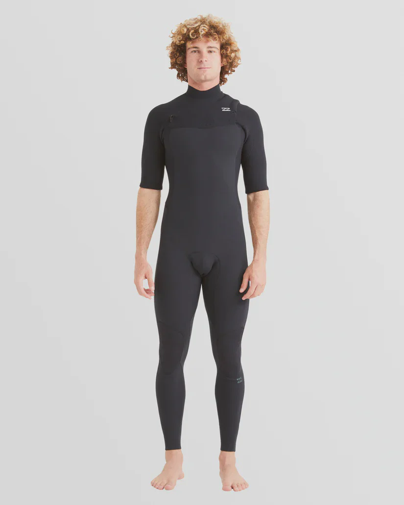 Men's 2mm Revo Natural Chest Zip Short Sleeve Fullsuit Wetsuit - Black