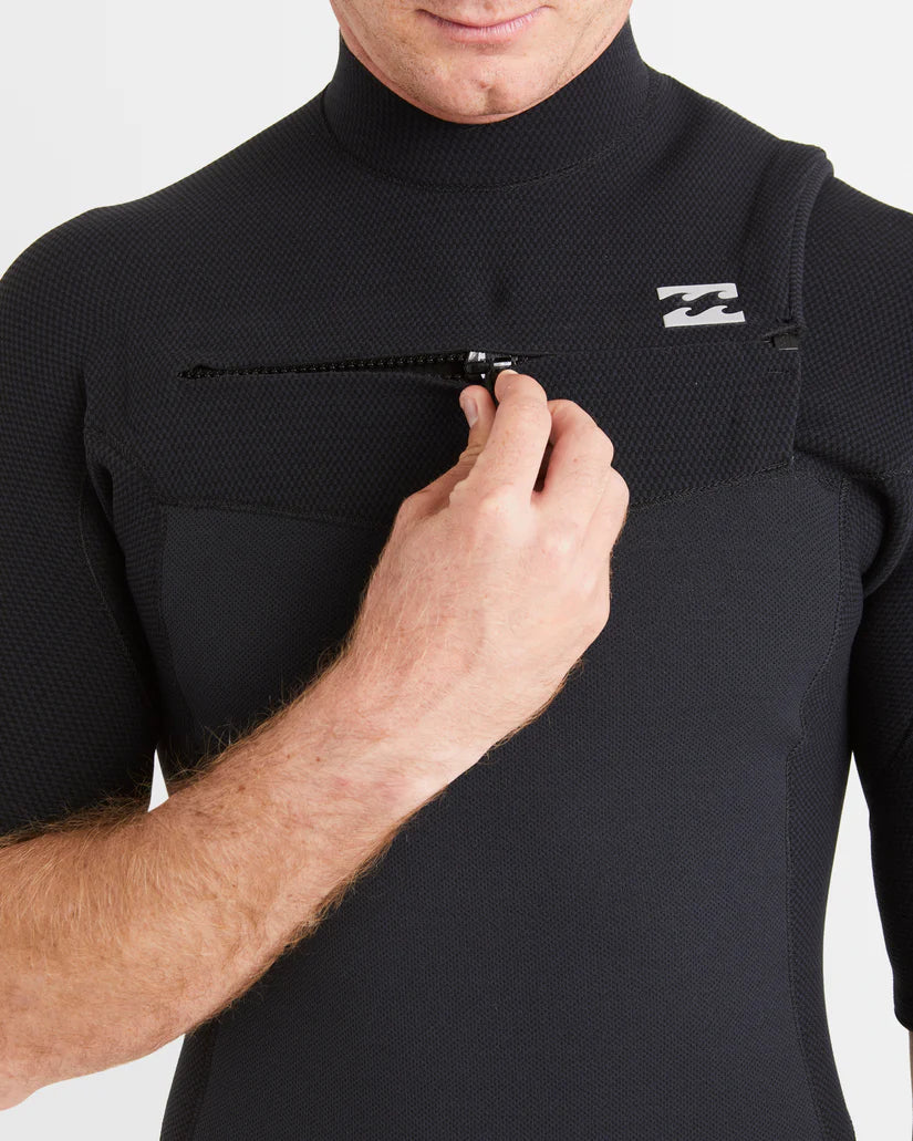 Men's 2mm Revo Natural Chest Zip Short Sleeve Fullsuit Wetsuit - Black - Image 3