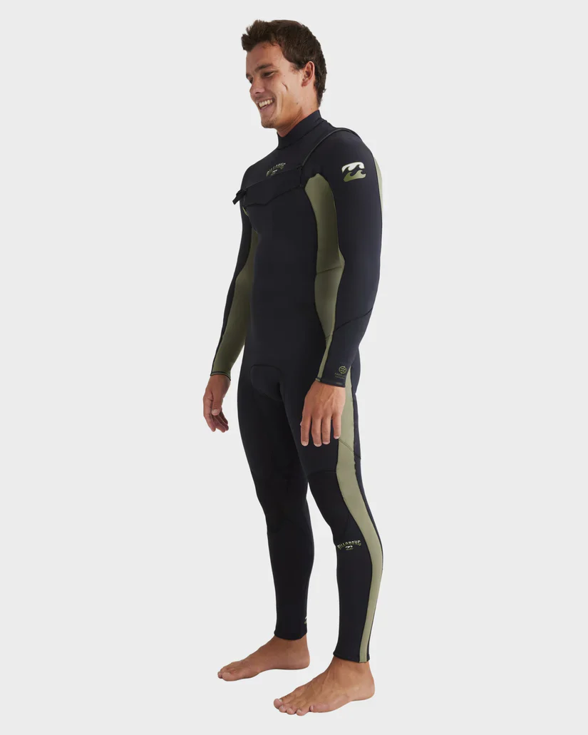 Mens 3/2mm Absolute Natural Chest Zip Steamer Wetsuit - Military - Image 3