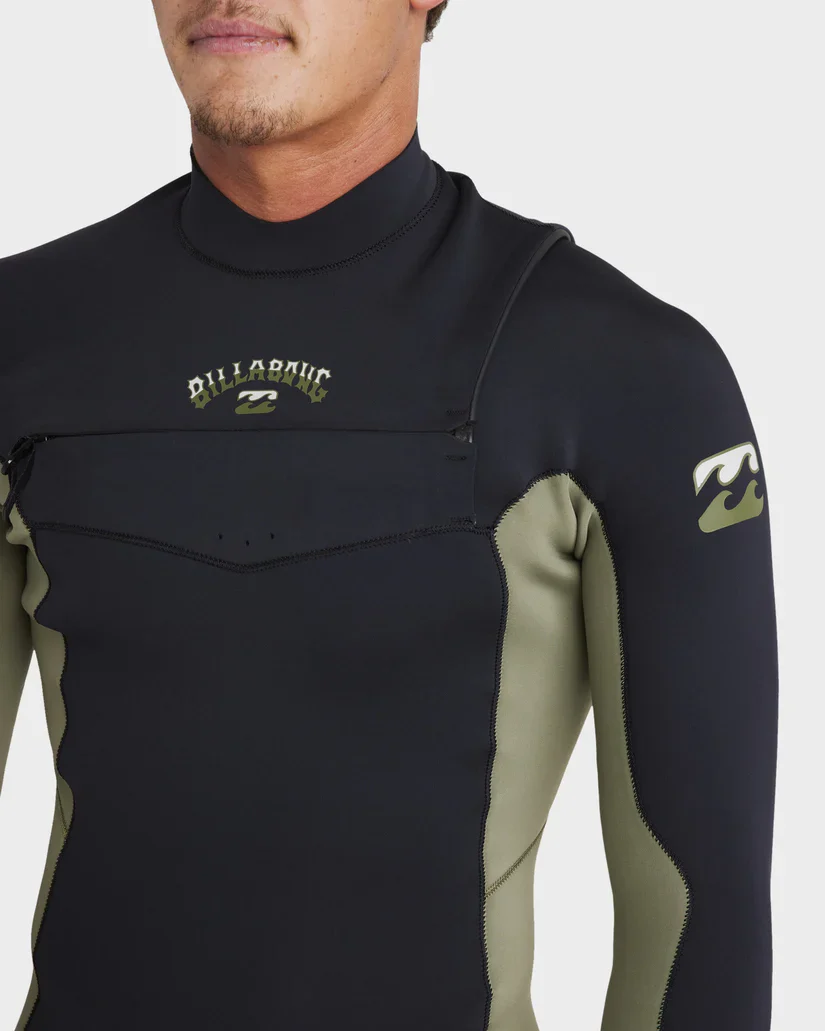 Mens 3/2mm Absolute Natural Chest Zip Steamer Wetsuit - Military - Image 4
