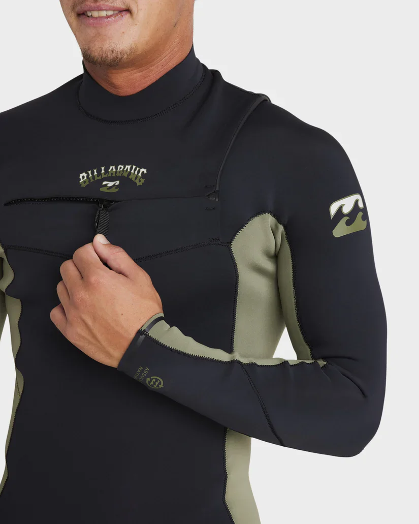 Mens 3/2mm Absolute Natural Chest Zip Steamer Wetsuit - Military - Image 8