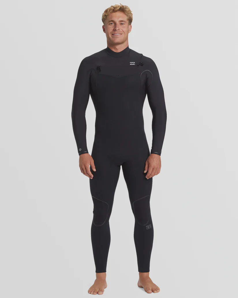 Billabong Mens 4/3mm Furnace Natural Chest Zip Steamer Wetsuit - Black