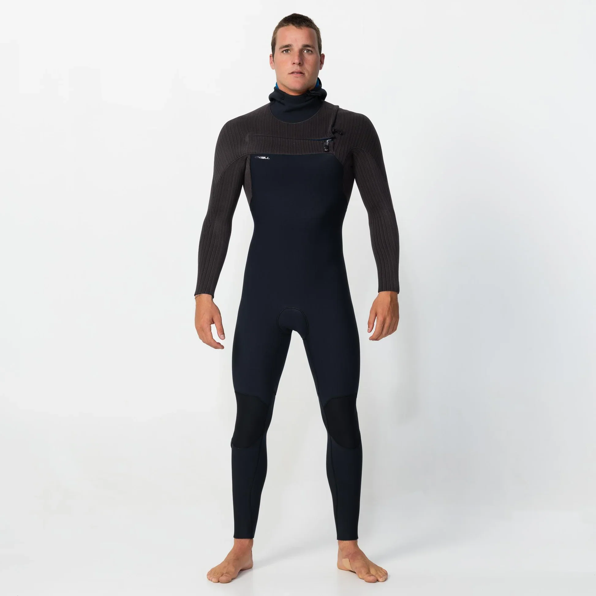 Men's HyperFreak 5/4+ Hooded Steamer Chest Zip - Black Arabica - Image 2
