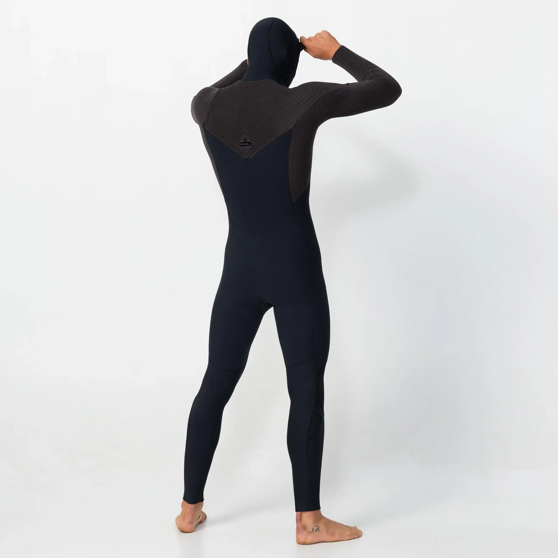 Men's HyperFreak 5/4+ Hooded Steamer Chest Zip - Black Arabica - Image 3