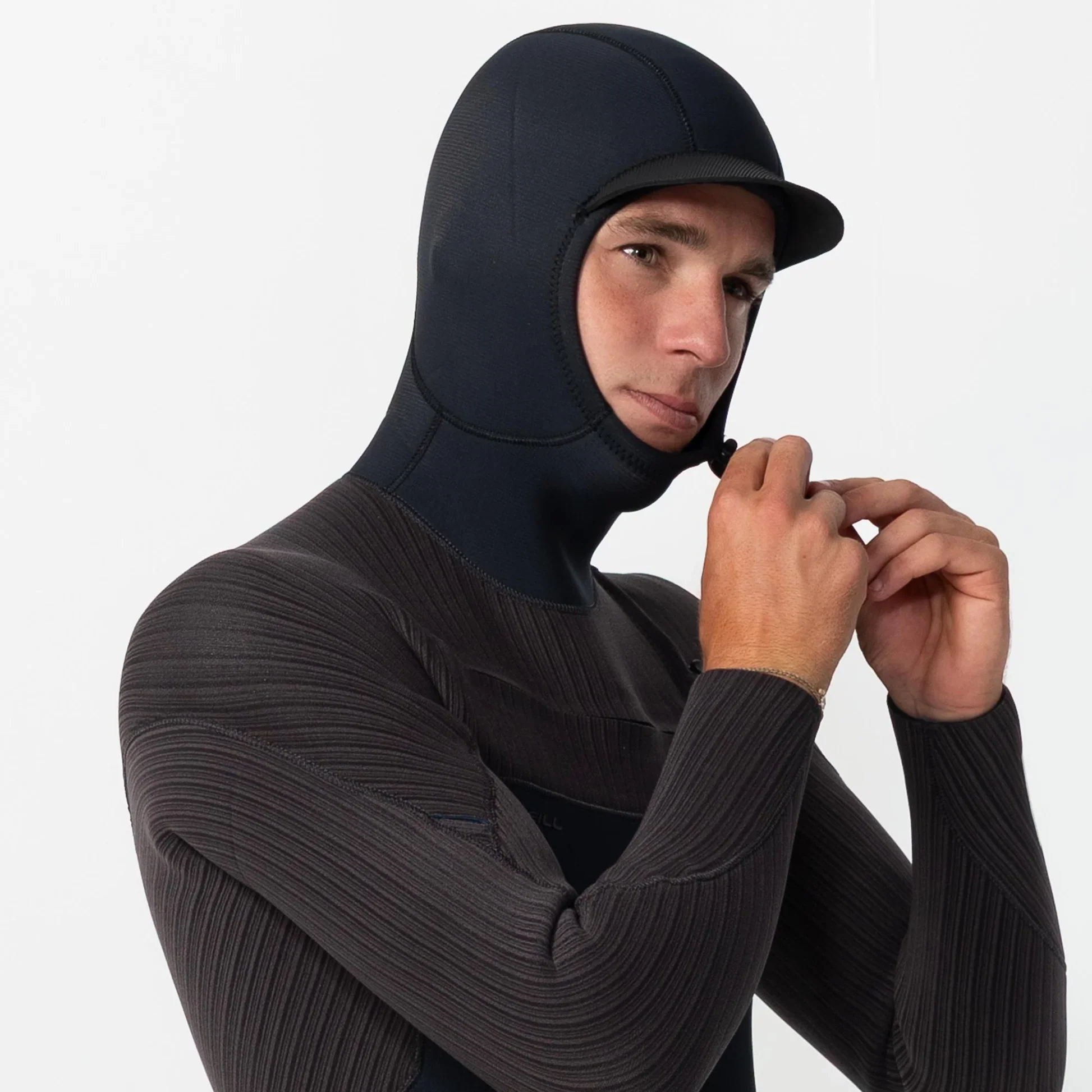 Men's HyperFreak 5/4+ Hooded Steamer Chest Zip - Black Arabica - Image 4