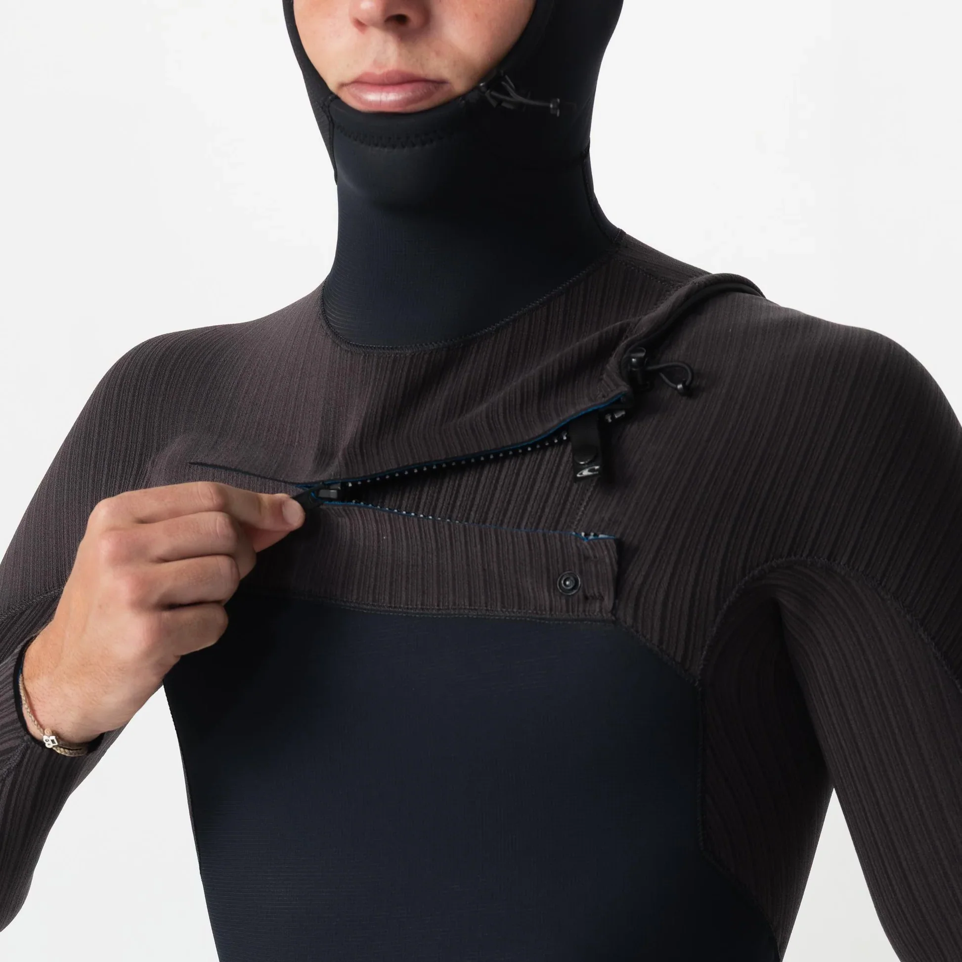 Men's HyperFreak 5/4+ Hooded Steamer Chest Zip - Black Arabica - Image 5