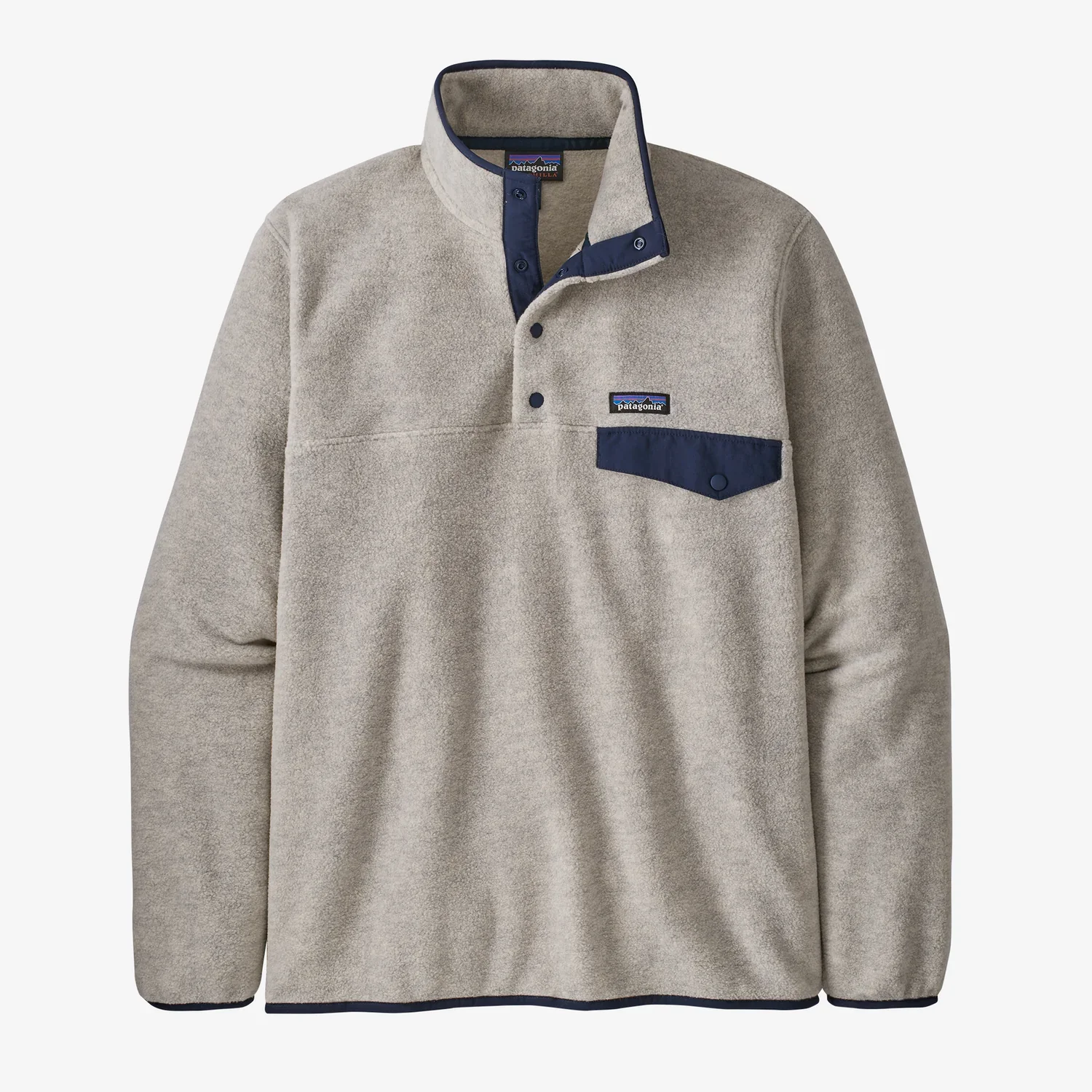 Men's Lightweight Synchilla® Snap-T® Fleece Pullover - Oatmeal Heather/Smoulder Blue