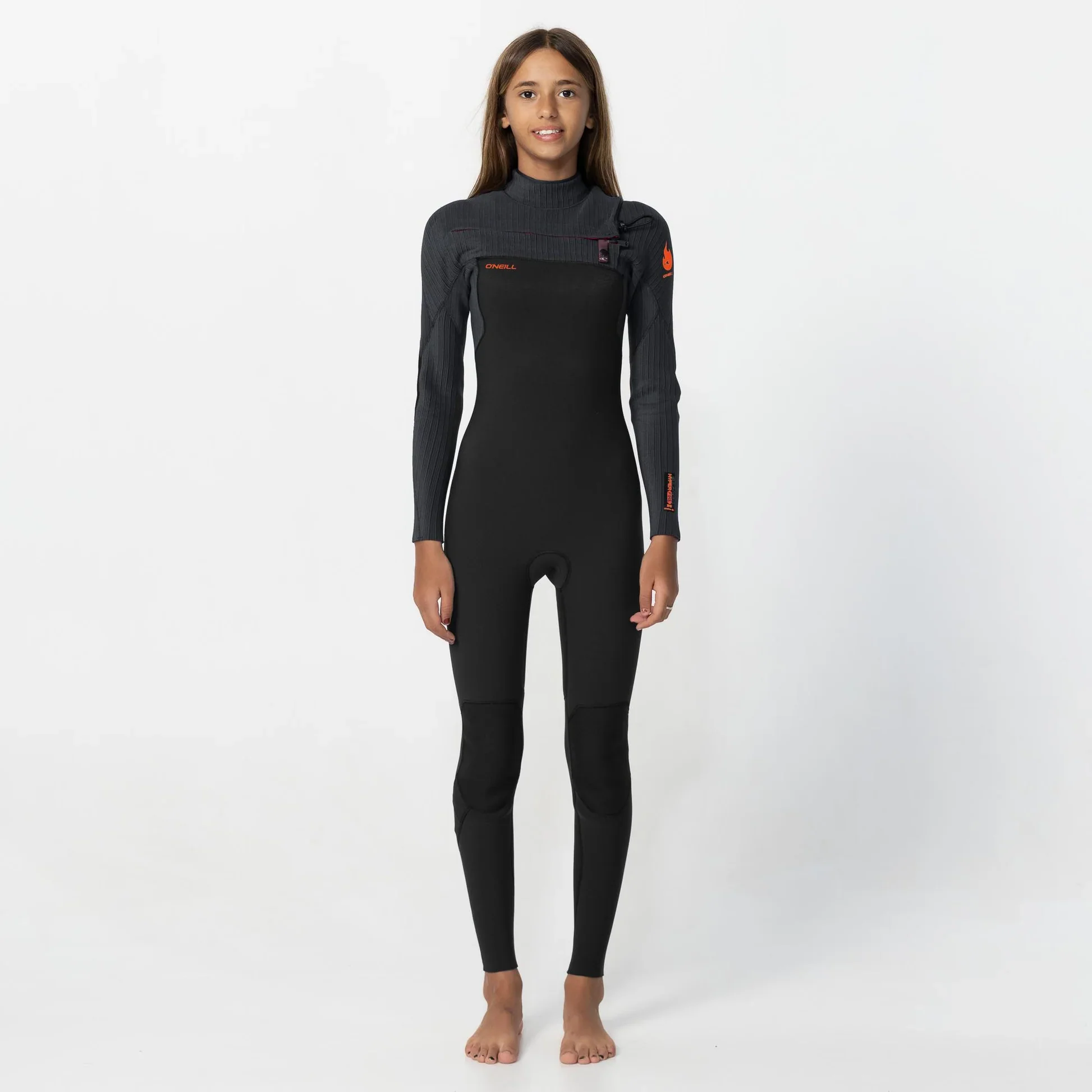 O'neill Kid's HyperFire 4/3mm Steamer Chest Zip Wetsuit - Black - Image 2