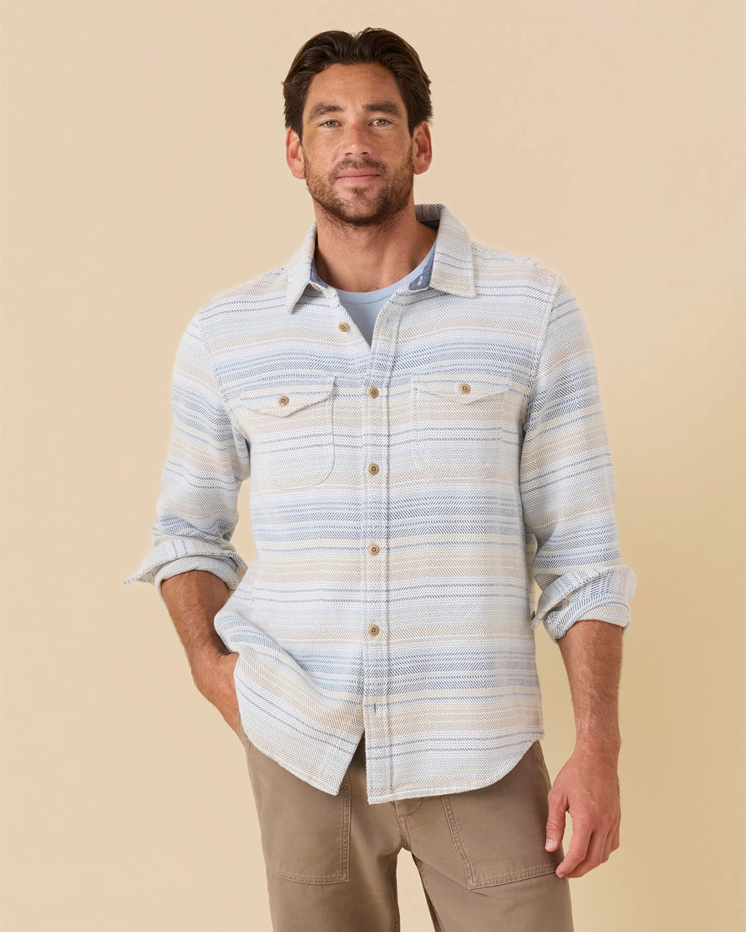 Outerknown Blanket Shirt - Seabreeze Mojave Stripe - Image 3