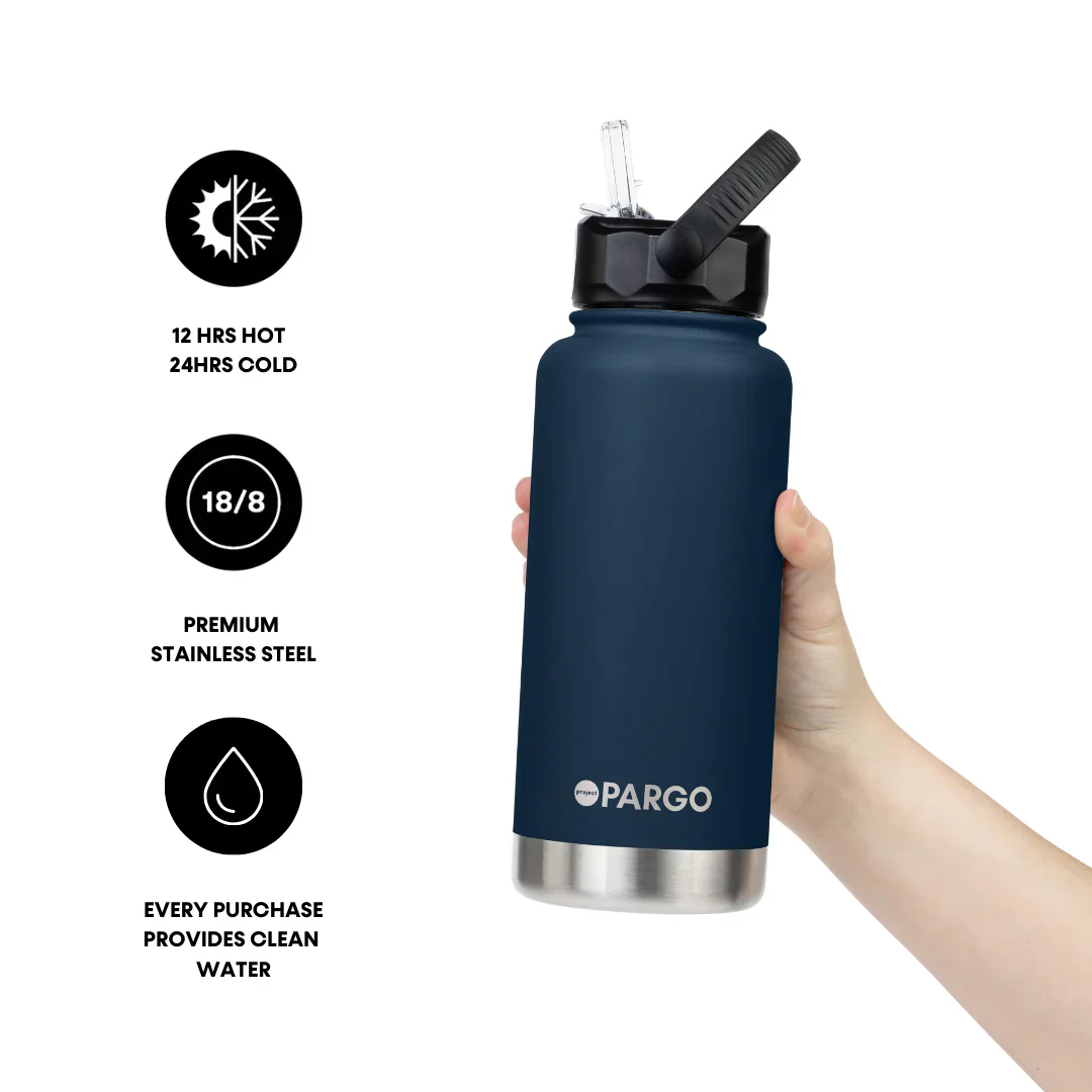 Project Pargo 950mL Insulated Bottle w/ Straw Lid - Deep Sea Navy - Image 4