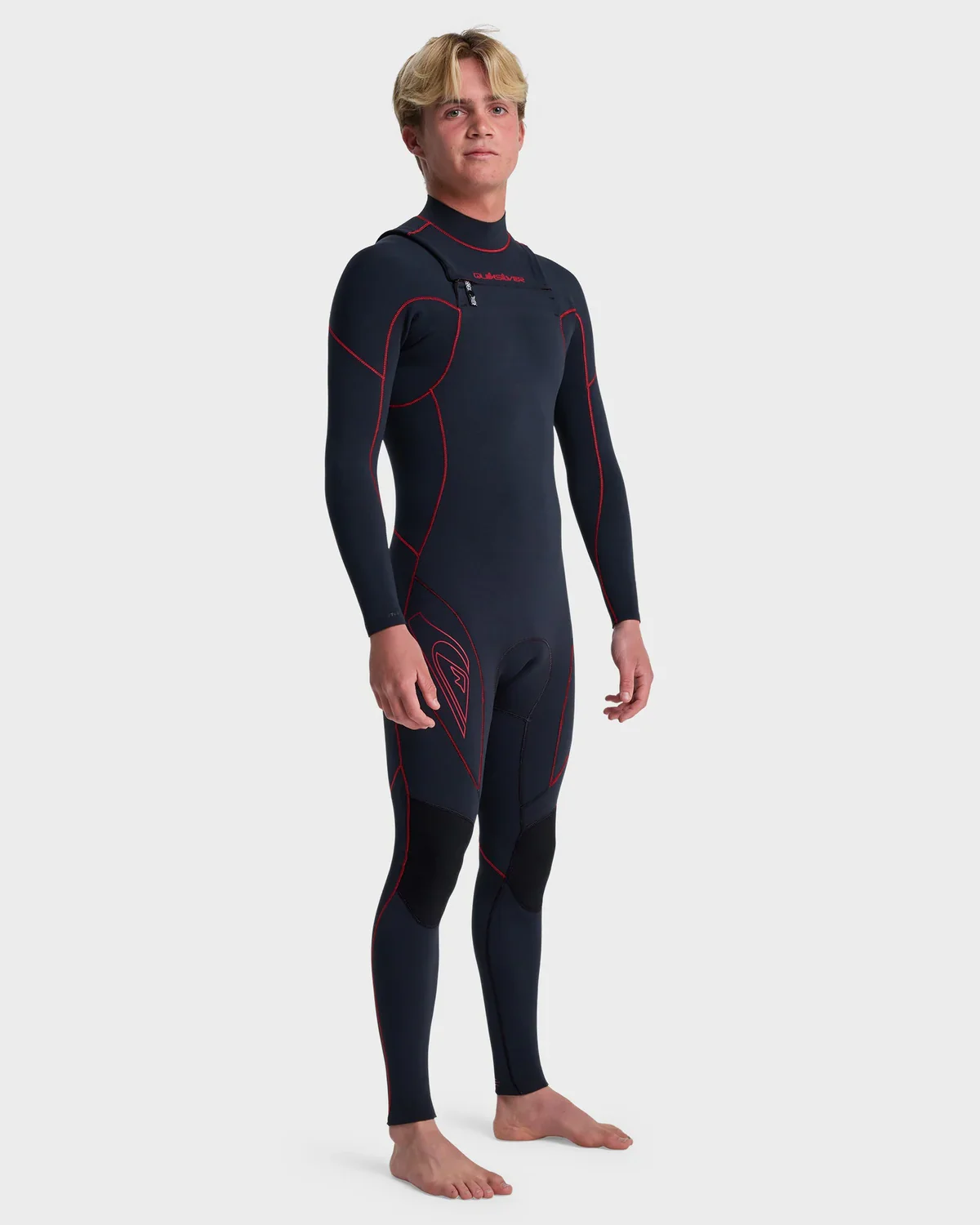 Quiksilver Mens 3/2mm Mercury Chest Zip Steamer Wetsuit - Salsa - Image 4