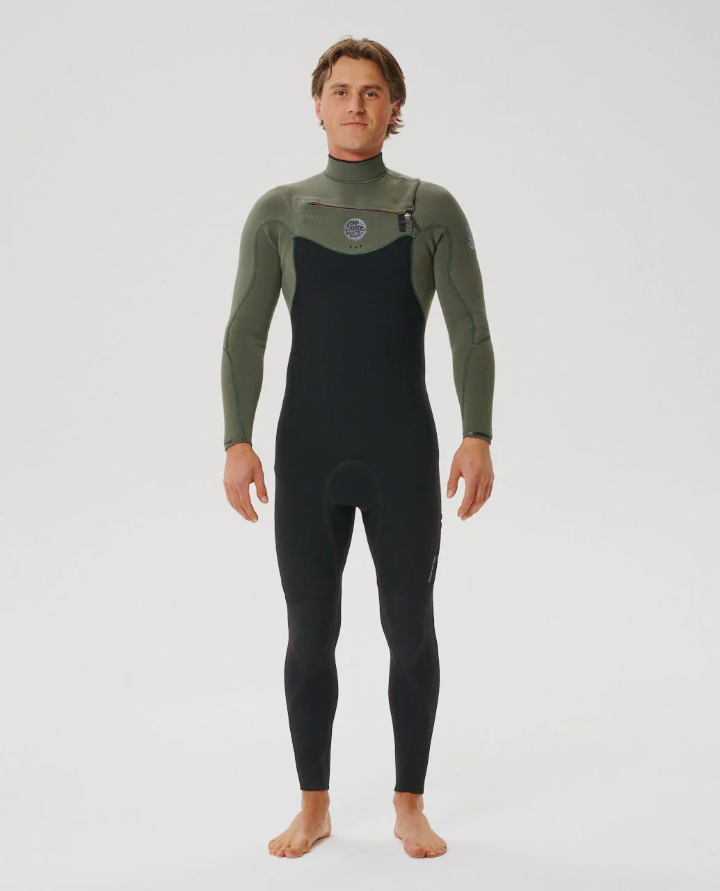 Rip Curl Men's Flashbomb 3/2 Chest Zip Fullsuit Wetsuit - Deep Cactus
