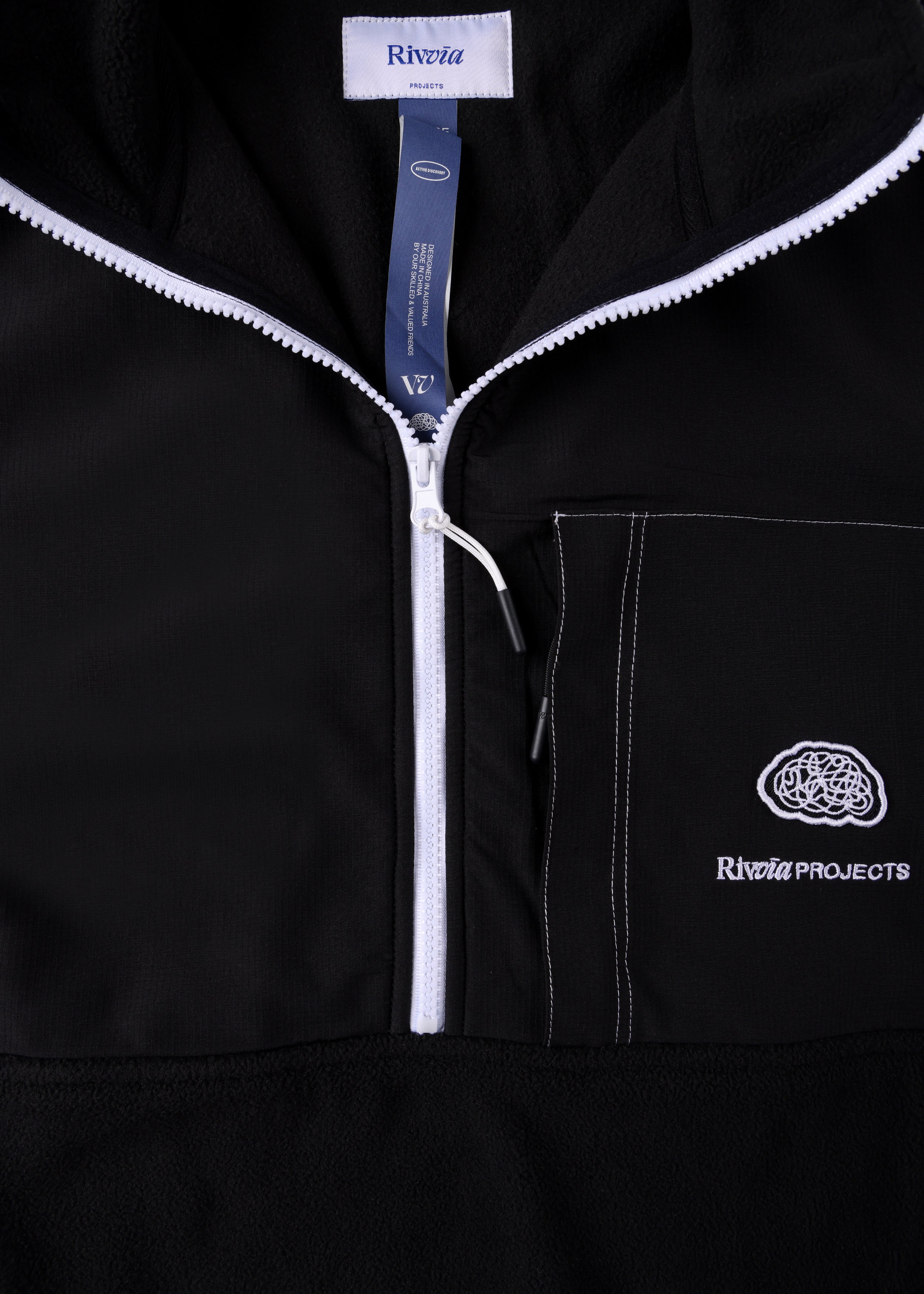 Rivvia Projects 1/2 Zip Polar Fleece - Black/Bone - Image 4