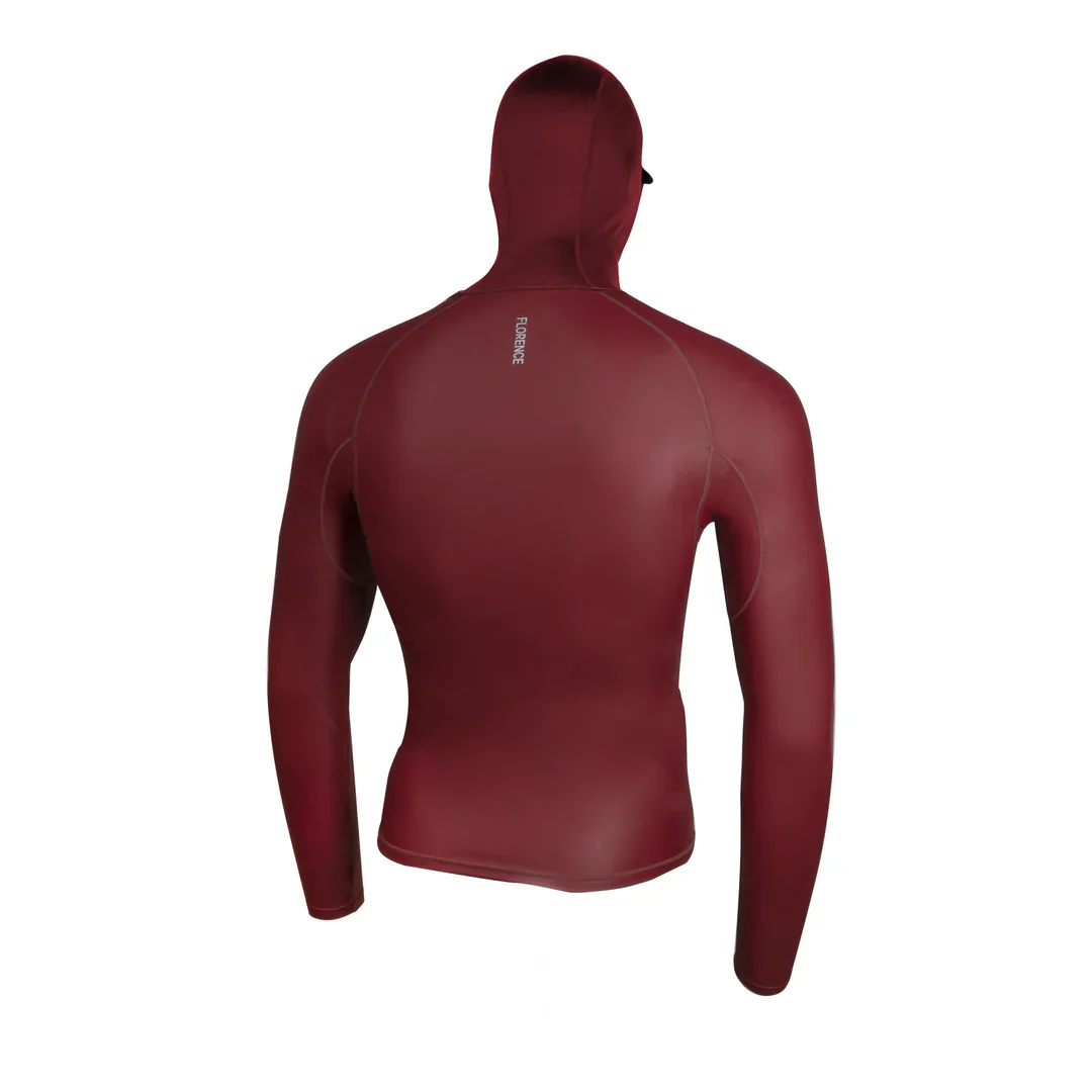 WINDSHIELD LONG SLEEVES HOODED RASHGUARD - MAROON - Image 2