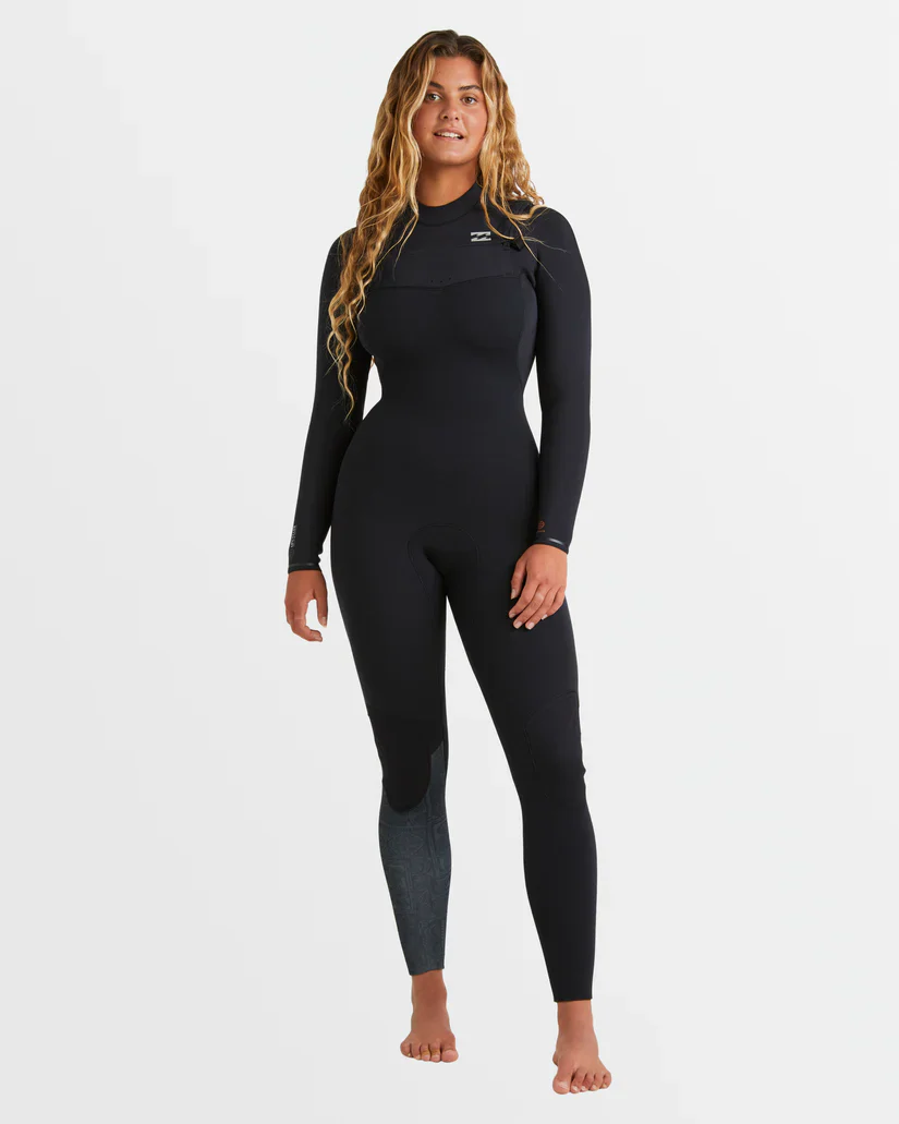 Women's 3/2mm Furnace Natural Steamer Wetsuit - Black Tiki - Image 4