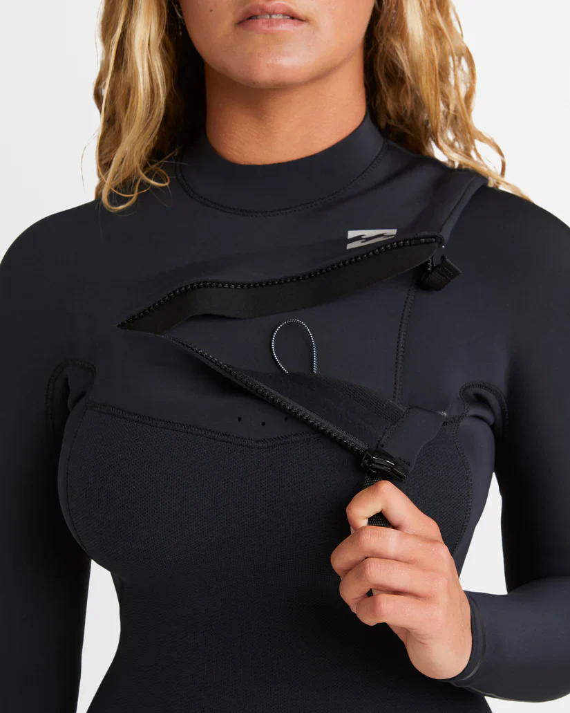 Women's 3/2mm Furnace Natural Steamer Wetsuit - Black Tiki - Image 6