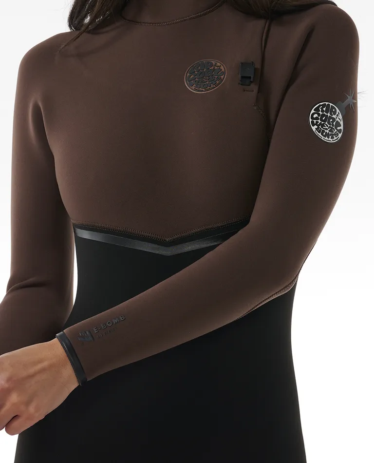 WOMEN'S E-BOMB 4/3MM ZIP FREE STEAMER - CHOCOLATE - Image 3