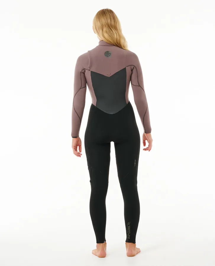 Womens Rip Curl Flashbomb 3/2 Chest Zip Wetsuit - Eggplant - Image 3